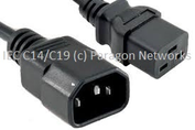 IEC Male (C14) - IEC Female (C19) Power Extension Cable, Black - IEC Jumper Leads
