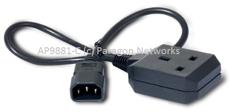 AP9881-0.25-C - BS1363 Socket to IEC 320 Male C14, Black, 0.25m 