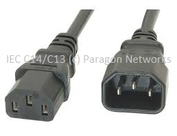 IEC Male (C14) - IEC Female (C13) Power Extension Cable, Black - IEC Jumper Leads