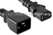 IEC Female (C13) - IEC Male (C20) Power Extension Cable, Black - IEC Jumper Leads