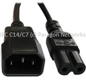 IEC-C14-C7-2-BLA - IEC Male (C14) - IEC Female (C7) Power Extension Cable, Black, 2m - IEC Jumper Leads