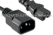 IEC Male (C14) - IEC Female (C15) Hot Condition Power Extension Cable, Black - IEC Jumper Leads