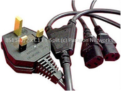 UK Mains BS1363 13A Plug to 2 x Female IEC 320 C13 (Y Split) Cable, Black - UK Mains Leads