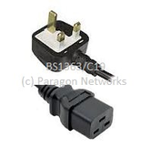 UK Mains BS1363 13A Plug to Female IEC 320 C19, Black - UK Mains Leads