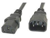 IEC Male (C14) - IEC Female (C13) Power Extension Cable, LSZH, Black - IEC Jumper Leads - LSZH