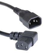 IEC-C14-C13RA-2-BLA - IEC Male (C14) - IEC Female (C13) Right Angled Power Extension Cable, Black, 2m - IEC Jumper Leads