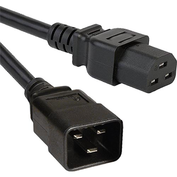 IEC Female (C21) - IEC Male (C20) Hot Condition Power Extension Cable, Black - IEC Jumper Leads