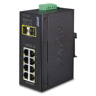 IGS-1020TF - Planet Industrial 8-Port 10/100/1000T + 2-Port 100/1000X SFP Ethernet Switch (-40 to 75 degrees C) 
