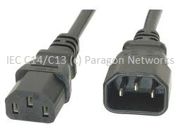 IEC Male (C14) - IEC Female (C13) Power Extension Cable, Black 