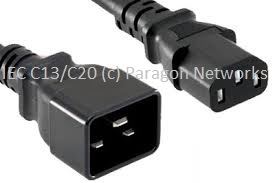 IEC Female (C13) - IEC Male (C20) Power Extension Cable, Black 