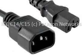 IEC Male (C14) - IEC Female (C15) Hot Condition Power Extension Cable, Black 