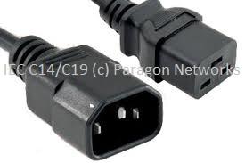 IEC Male (C14) - IEC Female (C19) Power Extension Cable, Black 