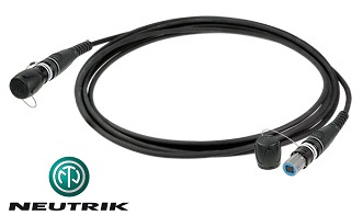 Neutrik opticalCON ADVANCED QUAD Deployable MIL-TAC, 4 Core Tactical Cable, 9/125 OS2 Single Mode, Black PUR Sheath, includes Deployable Cable Reel, and Protective Caps 