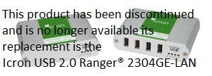 Icron USB 2.0 Ranger® 2304-LAN 4 Port Cat5e 100 metre Extender 