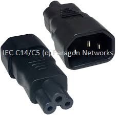 Custom Made - IEC Male (C14) - IEC Female (C5) Power Extension Cable, Black 