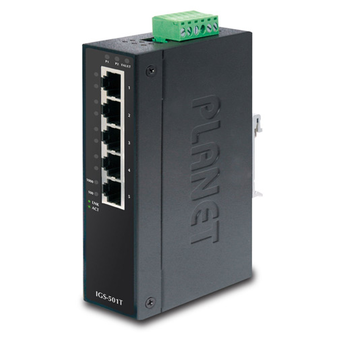 IGS-501T - Planet Industrial 5-Port 10/100/1000Mbps Gigabit Ethernet Switch with Wide Operating Temperature (-40 to 75 degrees C) 